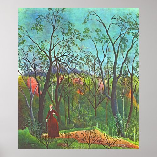 The walk in the forest wood by Henri Rousseau Post Poster