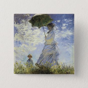 The Walk  Lady With A Parasol Button by SunshineDazzle at Zazzle