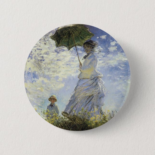 The Walk, Lady with a Parasol Pinback Button (Front)
