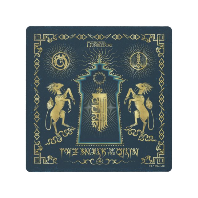 The Walk of The Qilin Golden Tower Tapestry Metal Print (Front)