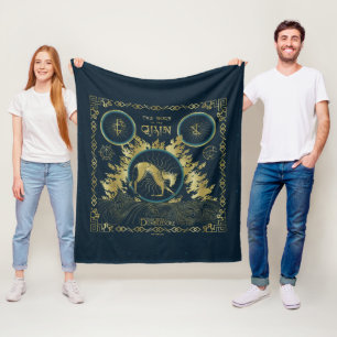 The Walk of the Qilin Golden Water Tapestry Fleece Blanket