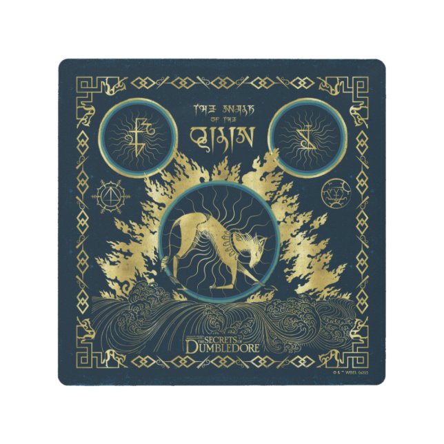 The Walk of the Qilin Golden Water Tapestry Metal Print (Front)