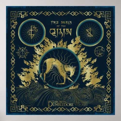 The Walk of the Qilin Golden Water Tapestry Poster