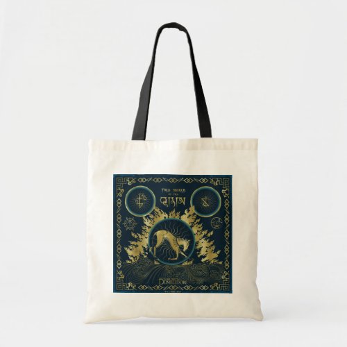 The Walk of the Qilin Golden Water Tapestry Tote Bag