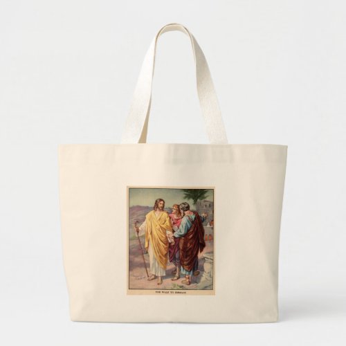The walk to emmaus large tote bag