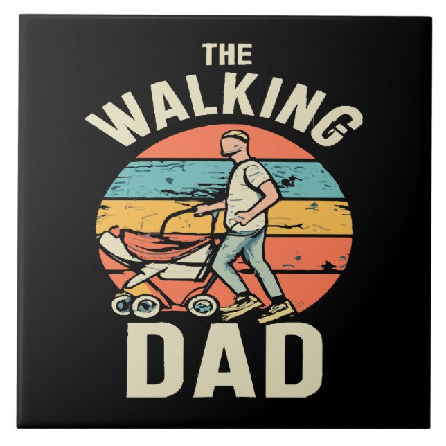 the walking dad ceramic tile (Front)