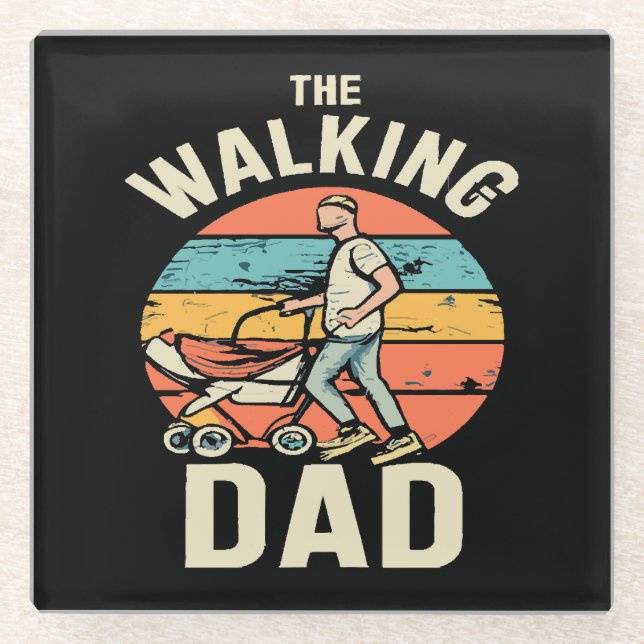the walking dad glass coaster (Front)