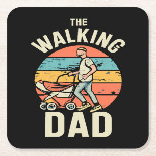the walking dad square paper coaster