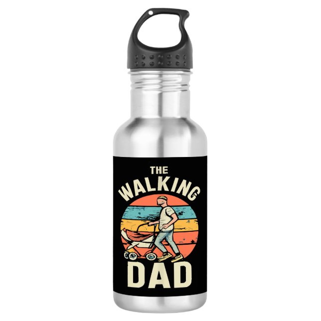 the walking dad stainless steel water bottle (Front)