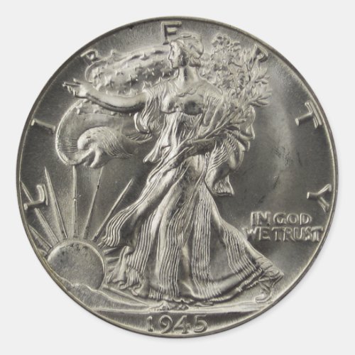 The Walking Liberty Half Dollar Classic Round Sticker