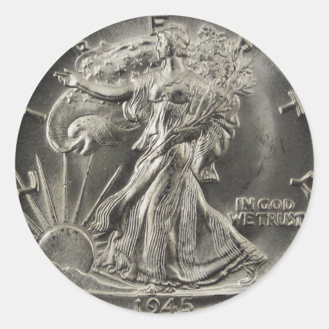The Walking Liberty Half Dollar Classic Round Sticker (Front)