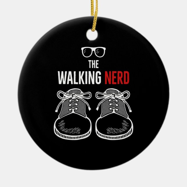 the walking nerd ceramic ornament (Front)