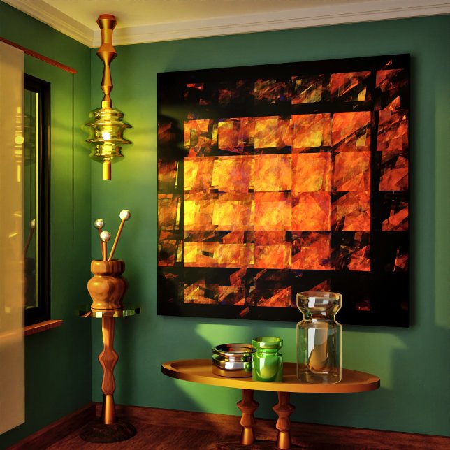 The Wall Abstract Geometric Fire Art Modern Canvas Print (The Wall Abstract Art Wrapped Canvas Print)