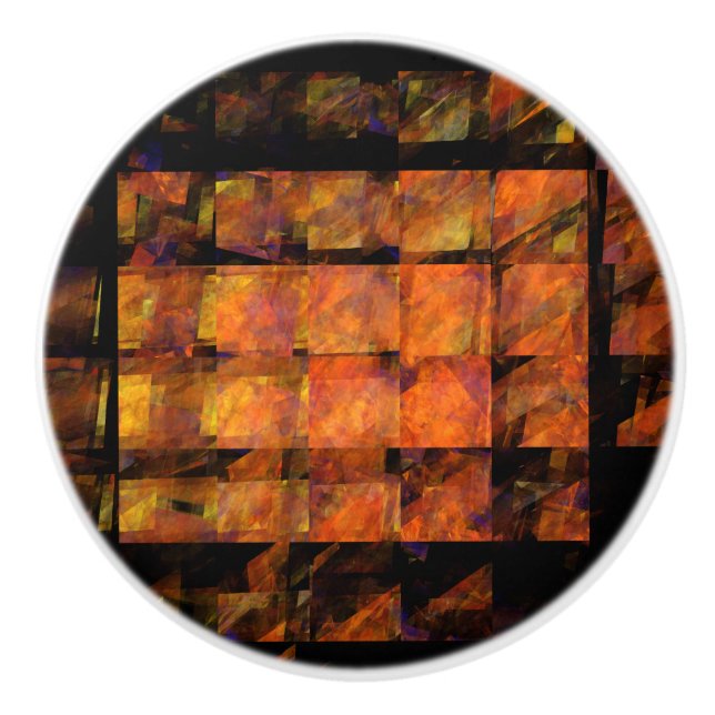 The Wall Abstract Geometric Fire Art Modern Ceramic Knob (Front)