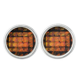 The Wall Abstract Geometric Fire Art Modern Cufflinks