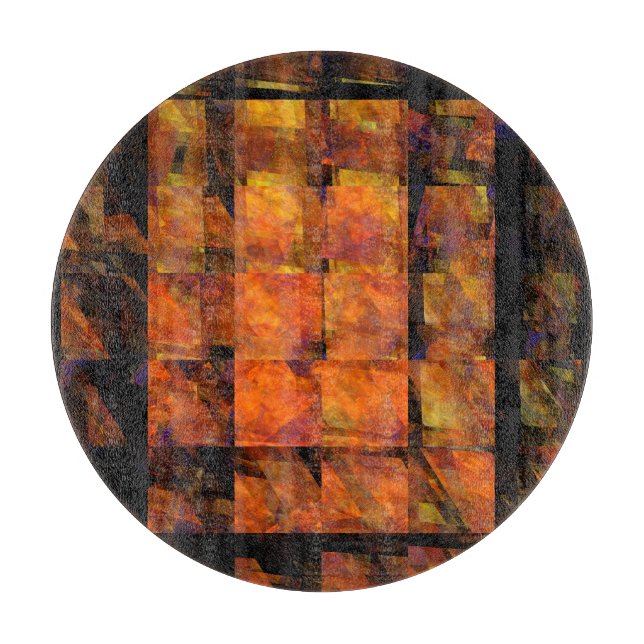 The Wall Abstract Geometric Fire Art Modern Cutting Board (Front)