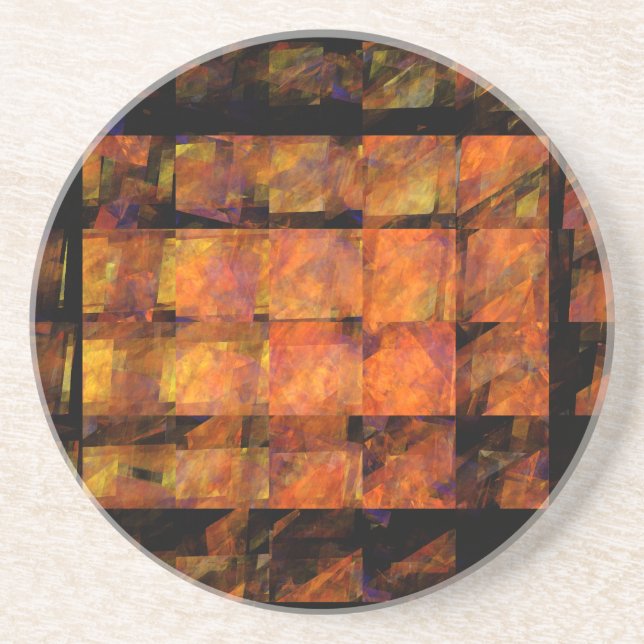 The Wall Abstract Geometric Fire Art Modern Drink Coaster (Front)