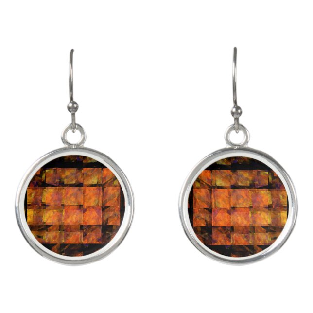 The Wall Abstract Geometric Fire Art Modern Earrings (Front)
