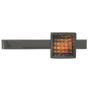 The Wall Abstract Geometric Fire Art Modern Gunmetal Finish Tie Bar