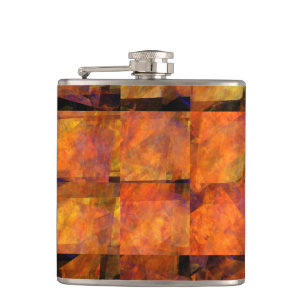 The Wall Abstract Geometric Fire Art Modern Hip Flask