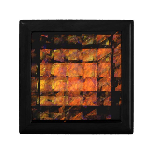 The Wall Abstract Geometric Fire Art Modern Jewelry Box (Front)