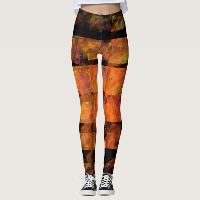 The Wall Abstract Geometric Fire Art Modern Leggings (Front)