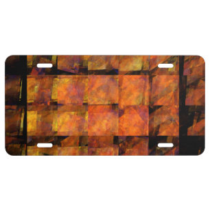 The Wall Abstract Geometric Fire Art Modern License Plate