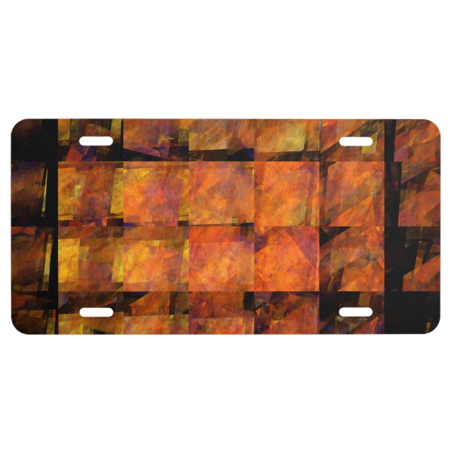 The Wall Abstract Geometric Fire Art Modern License Plate (Front)
