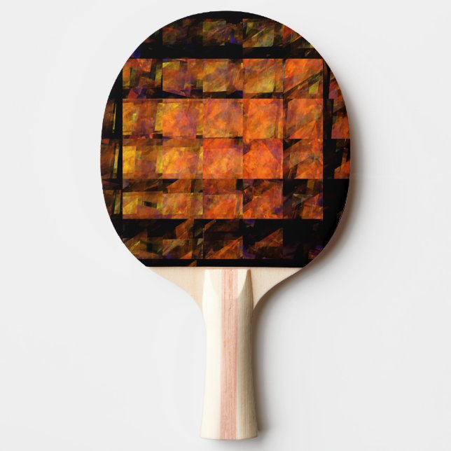 The Wall Abstract Geometric Fire Art Modern Ping-Pong Paddle (Front)