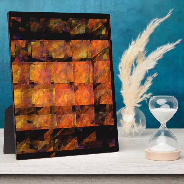 The Wall Abstract Geometric Fire Art Modern Plaque (Side)