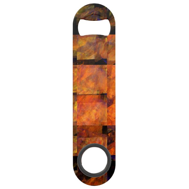 The Wall Abstract Geometric Fire Art Modern Speed Bottle Opener (Front)
