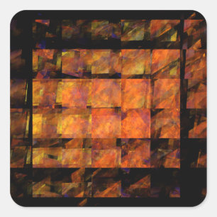 The Wall Abstract Geometric Fire Art Modern Square Sticker
