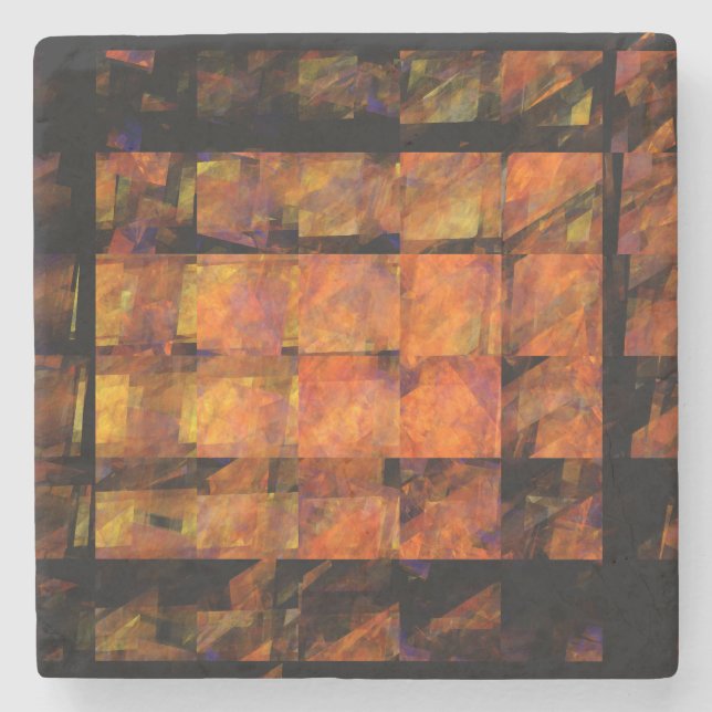 The Wall Abstract Geometric Fire Art Modern Stone Coaster (Front)
