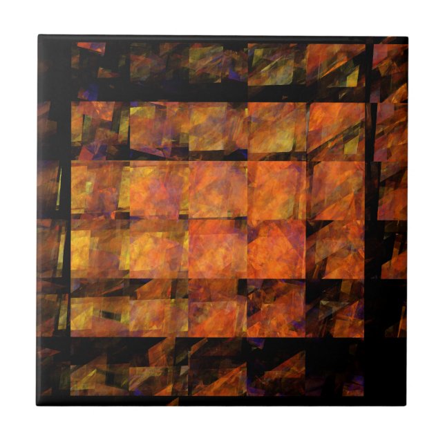 The Wall Abstract Geometric Fire Art Modern Tile (Front)