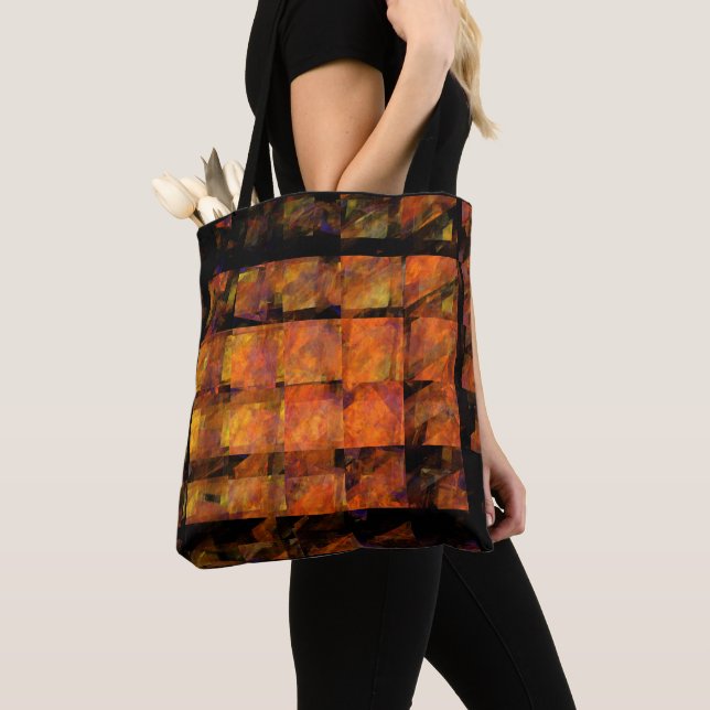 The Wall Abstract Geometric Fire Art Modern Tote Bag (Close Up)