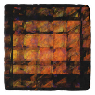 The Wall Abstract Geometric Fire Art Modern Trivet