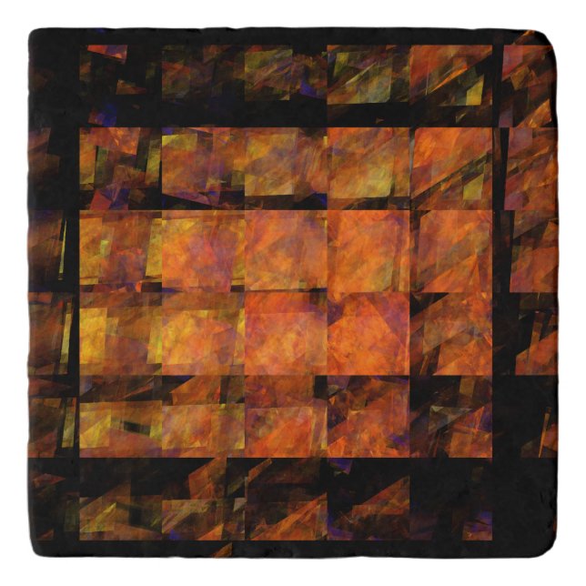 The Wall Abstract Geometric Fire Art Modern Trivet (Front)