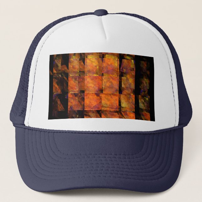 The Wall Abstract Geometric Fire Art Modern Trucker Hat (Front)