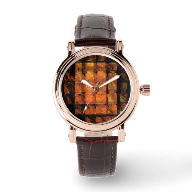The Wall Abstract Geometric Fire Art Modern Watch (Front)