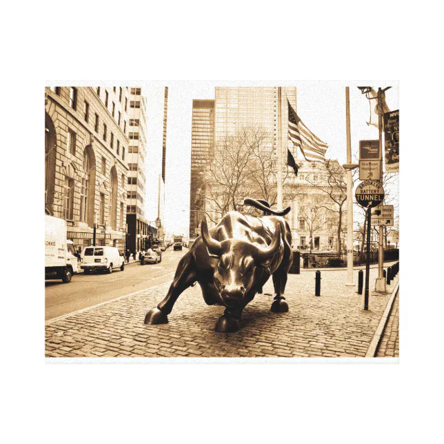 "The Wall Street Bull" Canvas Print Zazzle