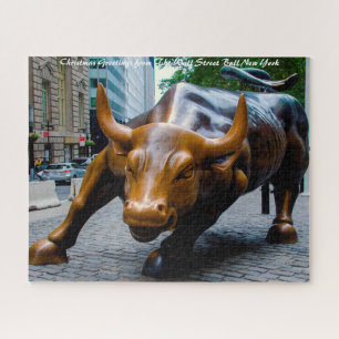 The Wall Street Bull New York. Christmas Greetings Jigsaw Puzzle