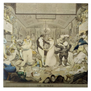 The Waltz (coloured engraving) Tile