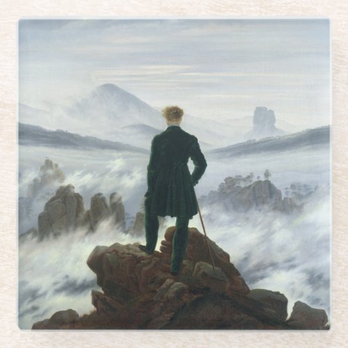 The Wanderer above the Sea of Fog 1818 Glass Coaster