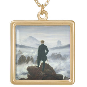 The Wanderer above the Sea of Fog, 1818 Gold Plated Necklace