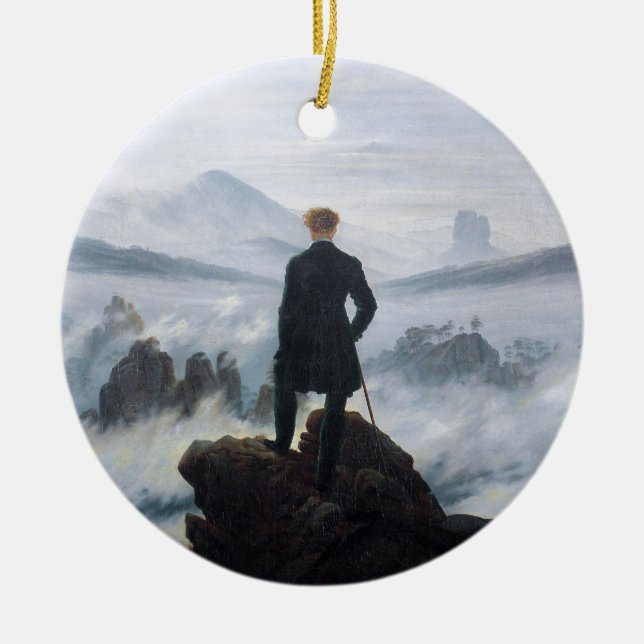 The wanderer above the sea of fog by Caspar David Ceramic Ornament (Front)