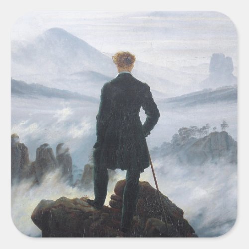 The wanderer above the sea of fog by Caspar David Square Sticker