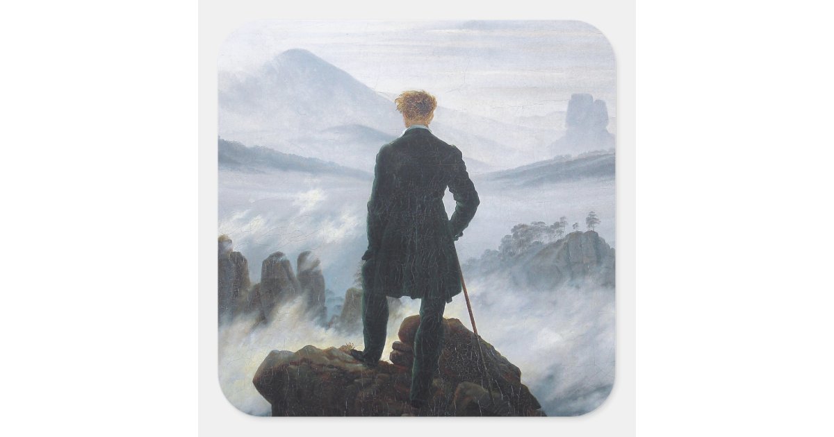The wanderer above the sea of fog by Caspar David Square Sticker