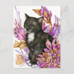 The Wanderer - Tuxedo Cat Art Postcard