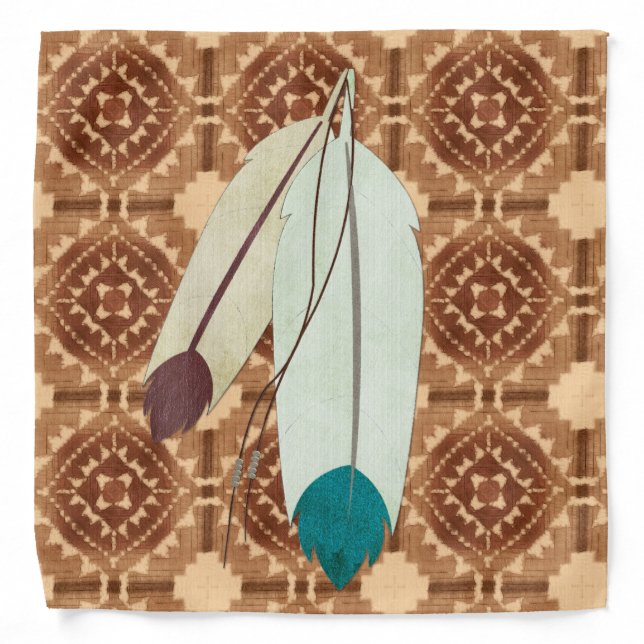 The Warrior Native American Folk Art Bandana (Front)