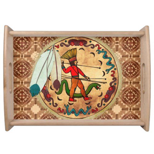 The Warrior Native American Folk Art Serving Tray